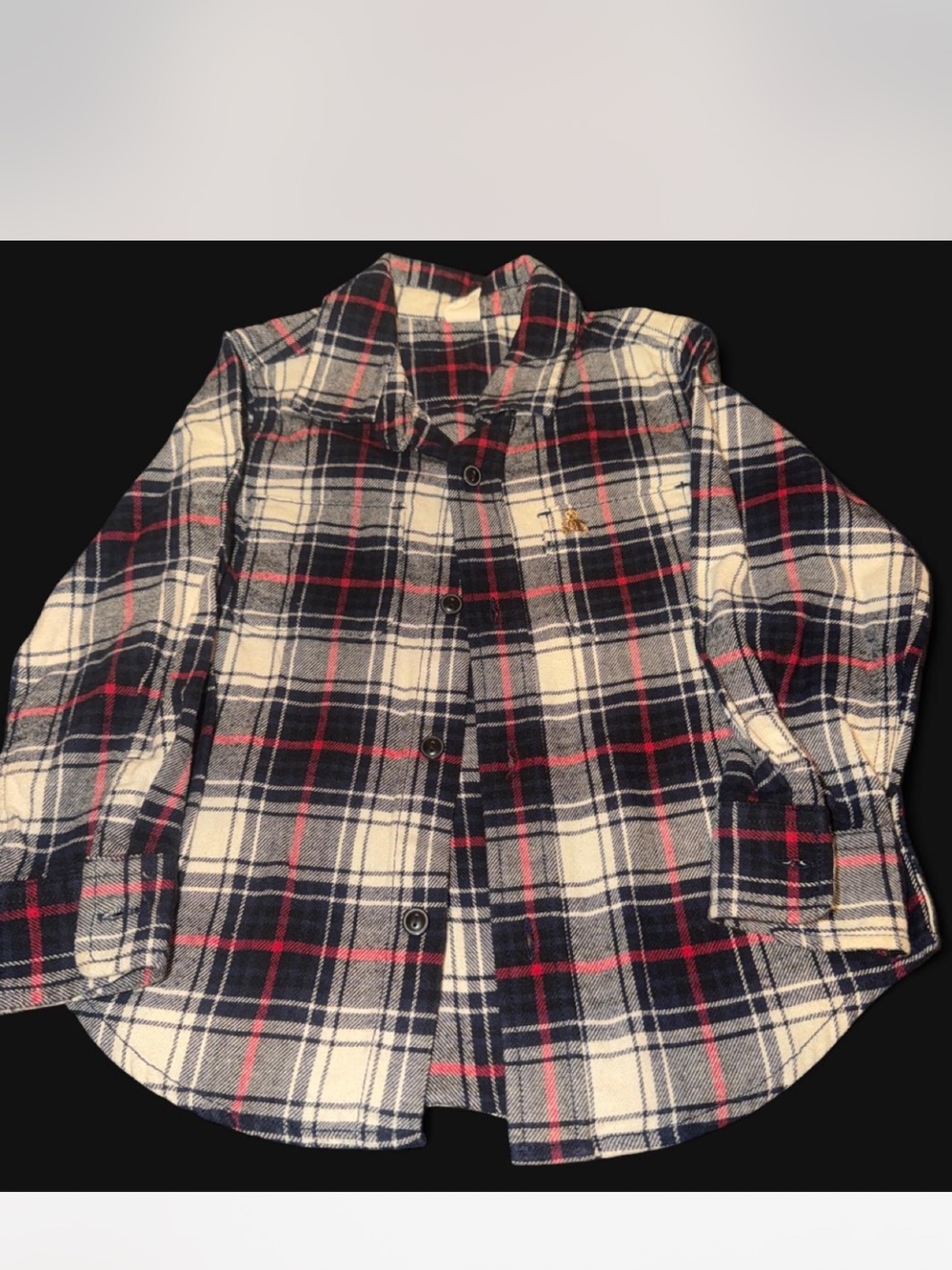 Kids Plaid Button-Up Shirt - Navy, White & Red